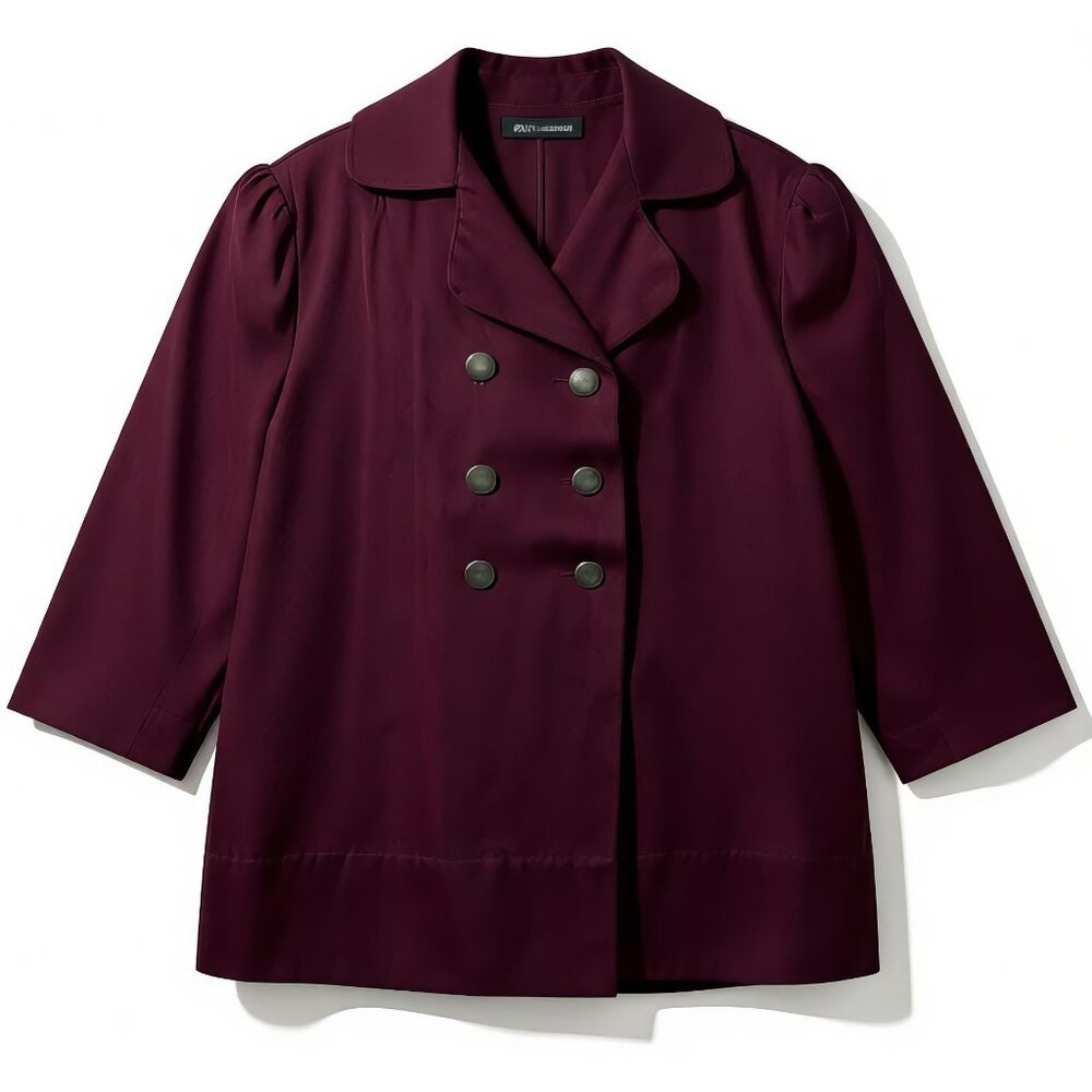 Vintage Girls Burgundy Wool Dress Coat Double Breasted Winter Coat Size 4 5